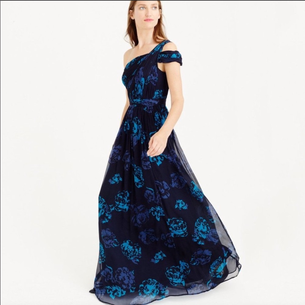 NWT 2016 J.Crew Cara long dress nightshade floral silk chiffon print 12 wedding